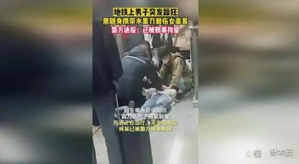 重庆地铁上男子突发躁狂，持携带的水果刀刺伤女乘客，被合力制止-3